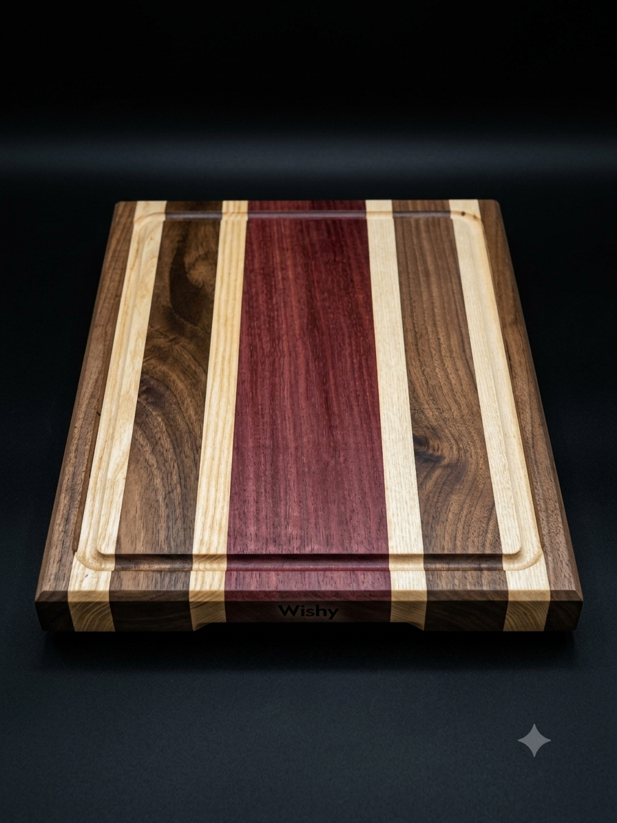 Walnut, Padauk, Red Oak & Purple Heart Board